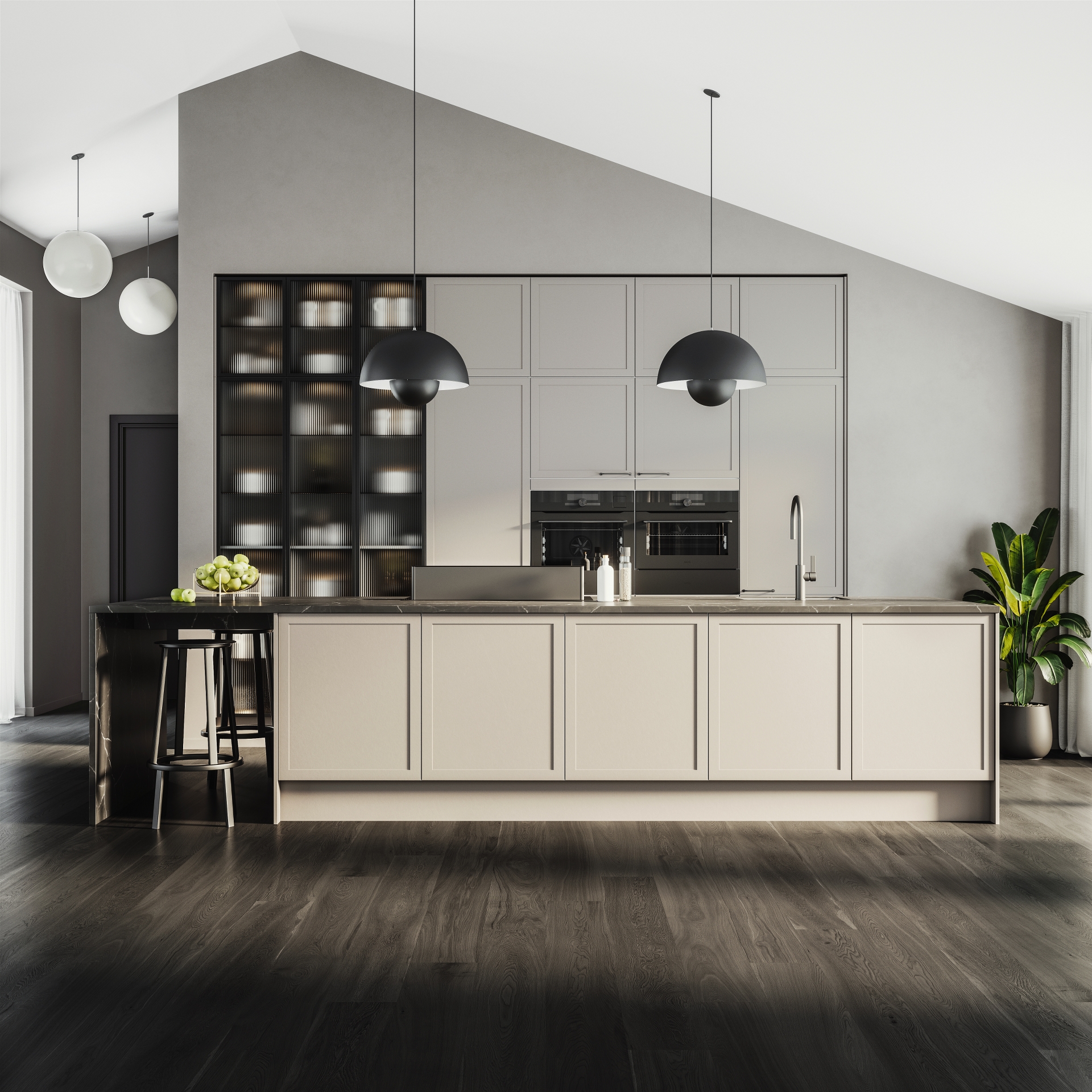 Classic by Designa sand ramme og vitrine med riflet glas og sort ramme