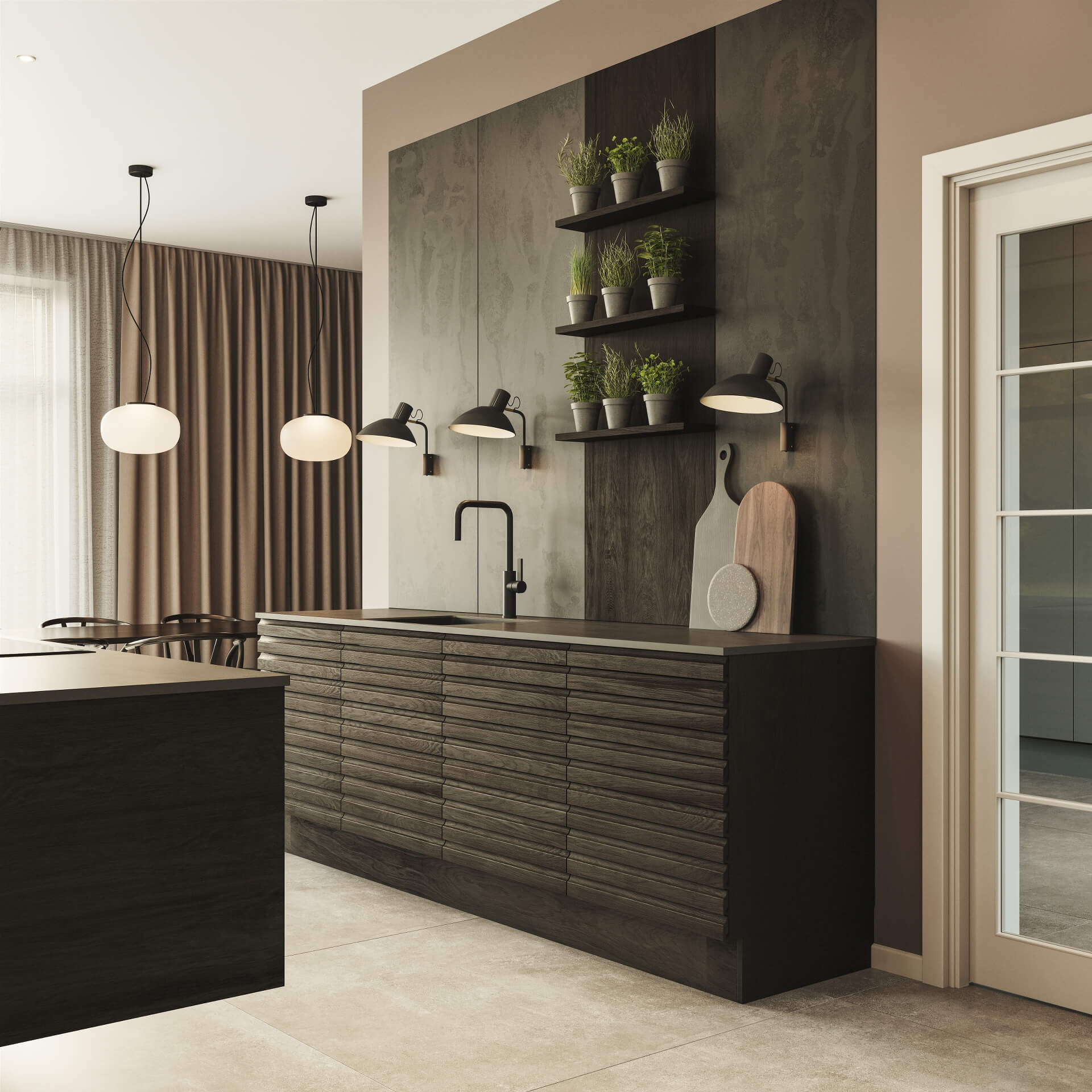 Nature by Designa køkken i rustik mørk eg lameller