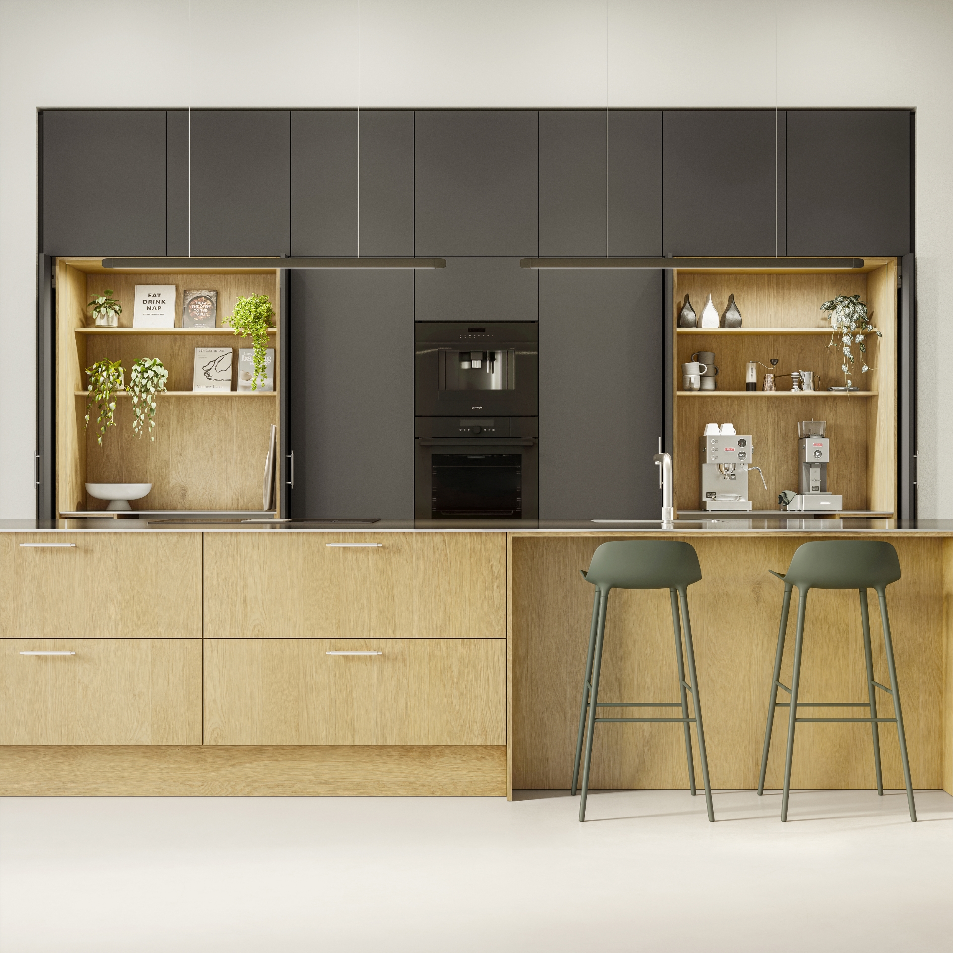 Nature by Designa køkken natur eg og Color by Designa mocca