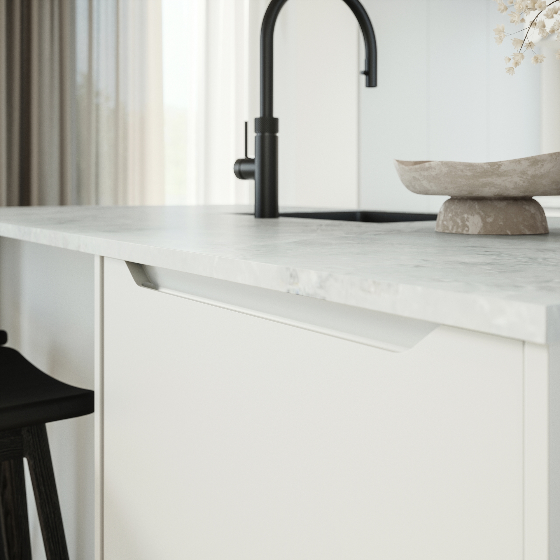 Modern by Designa køkken mat hvid recycled PET folie