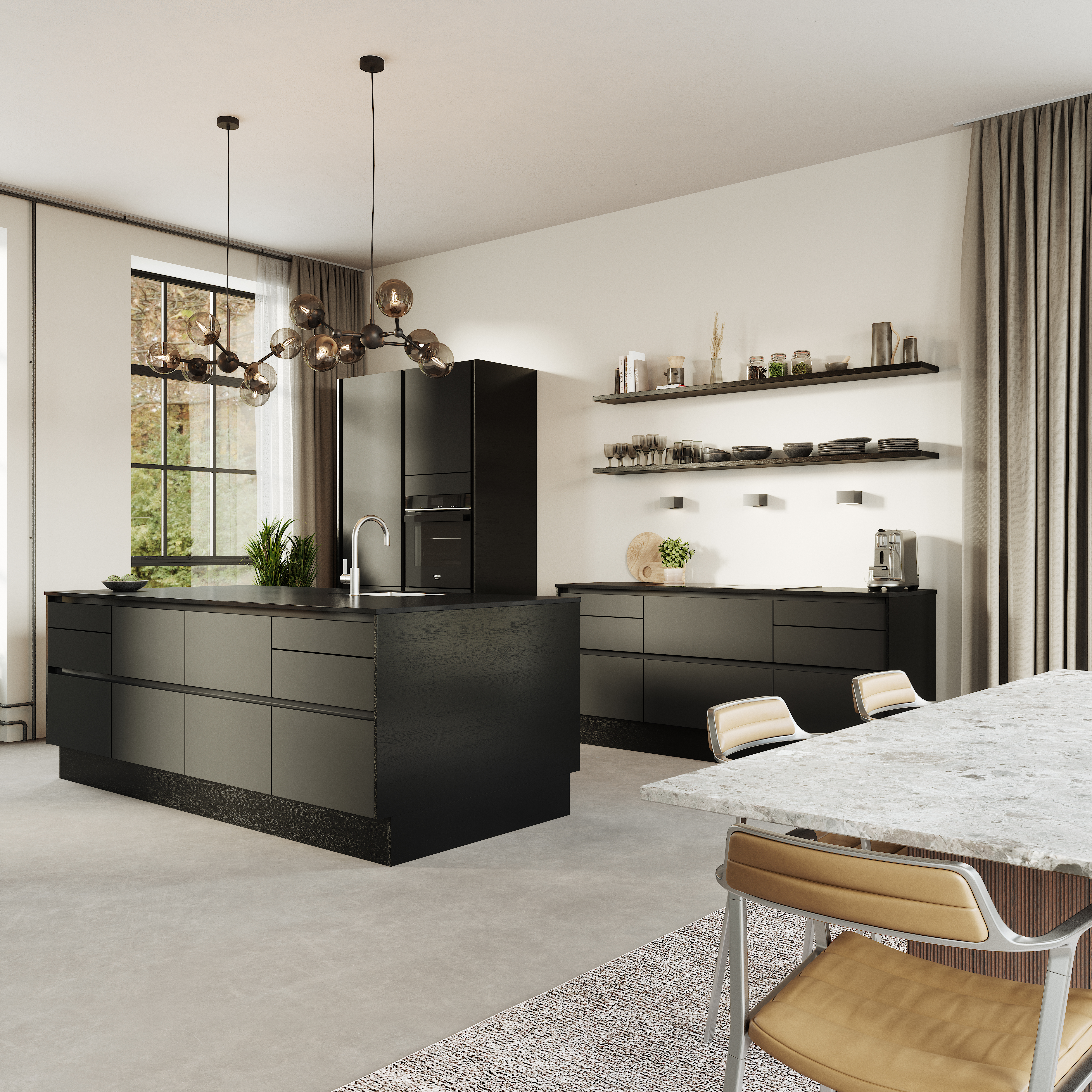 Nature by Designa Axis køkken i linoleum antrazit