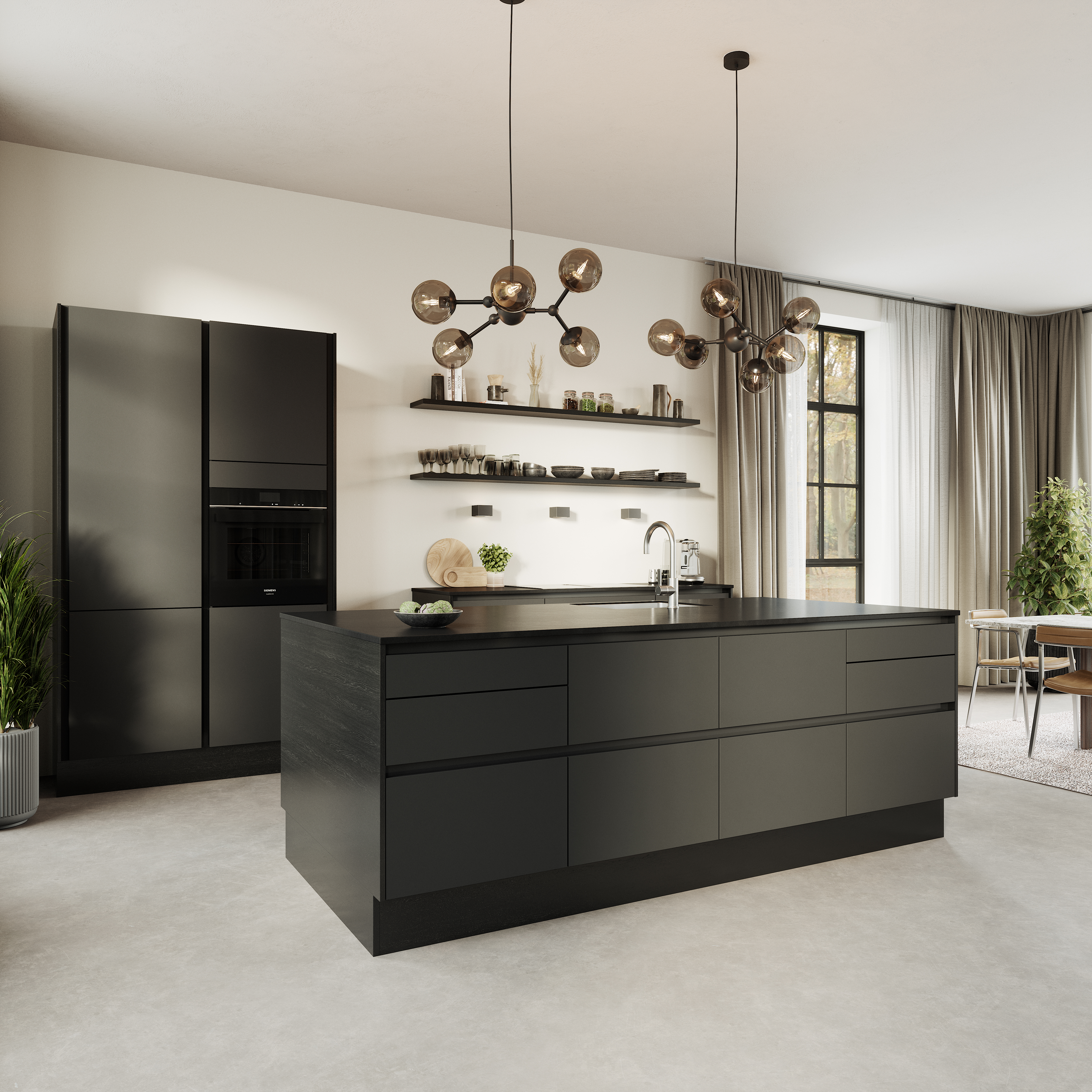 Nature by Designa Axis køkken i linoleum antrazit