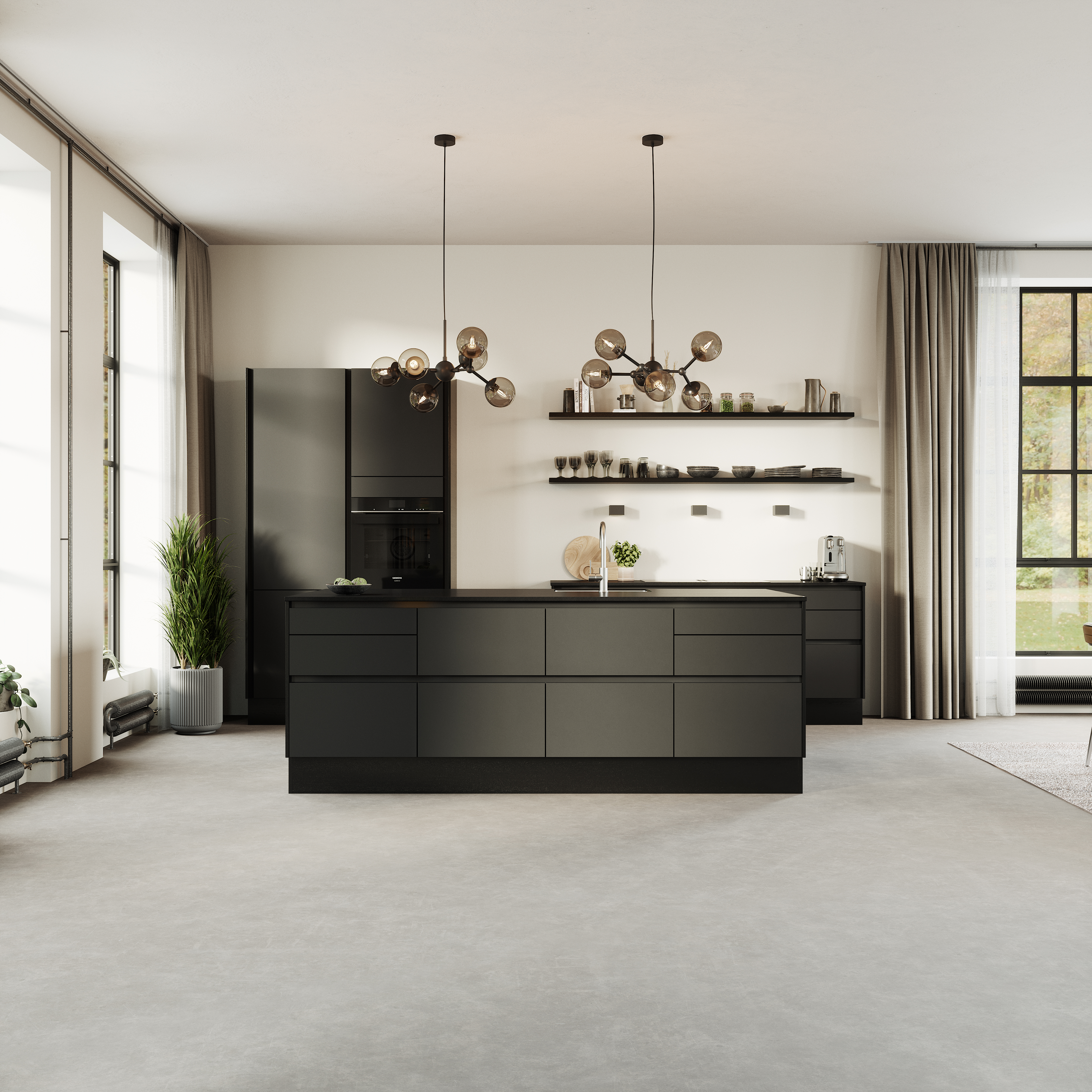 Nature by Designa Axis køkken i linoleum antrazit