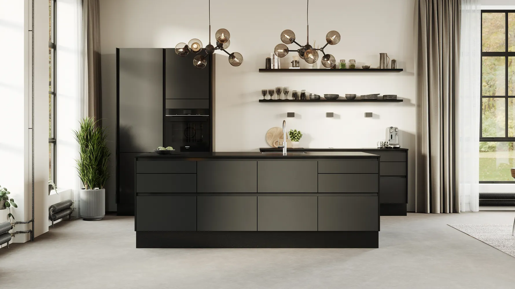 Nature by Designa Axis køkken i linoleum antrazit