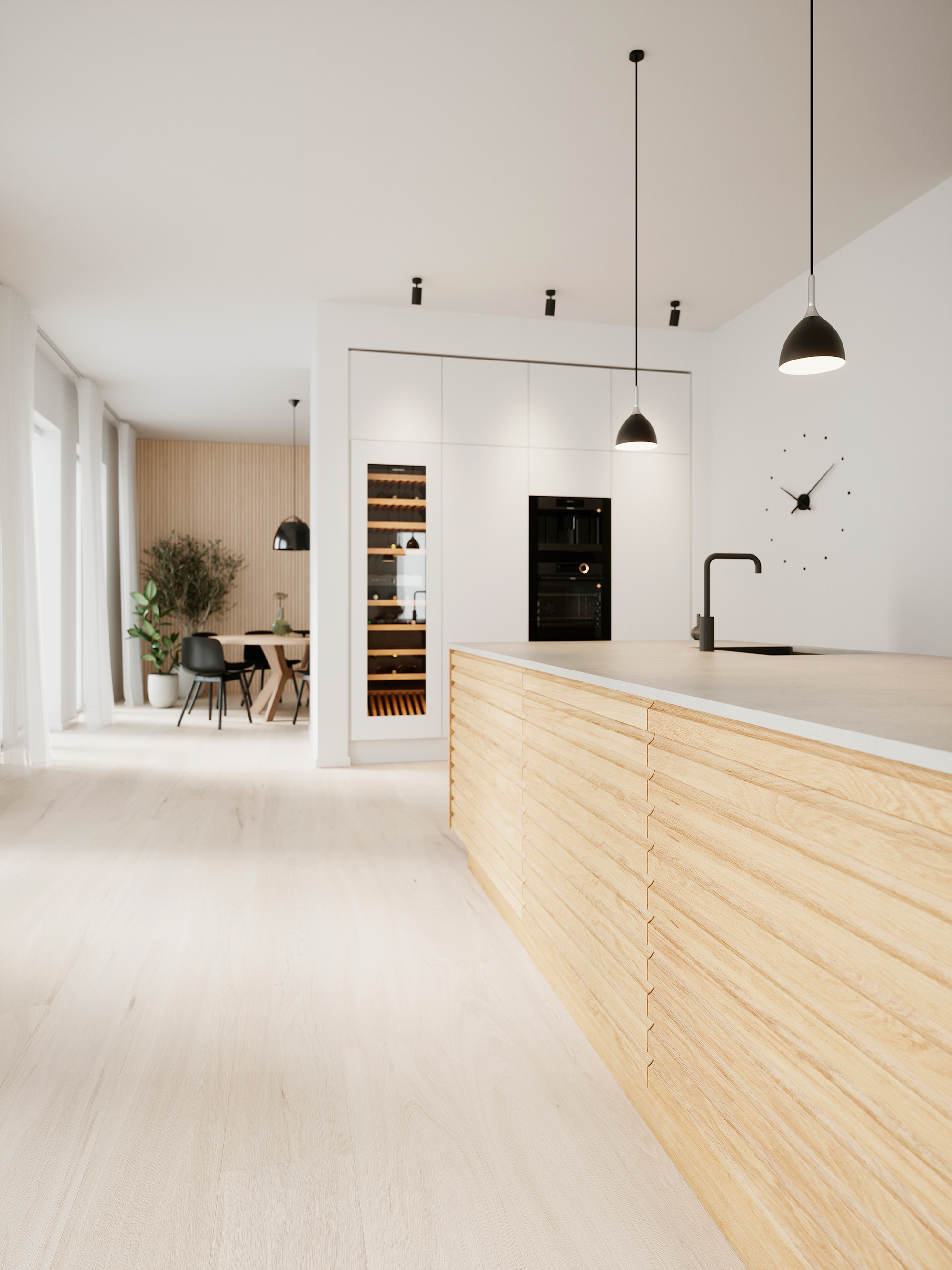 Nature by Designa køkken i rustik natur eg og Silk by Designa i hvid