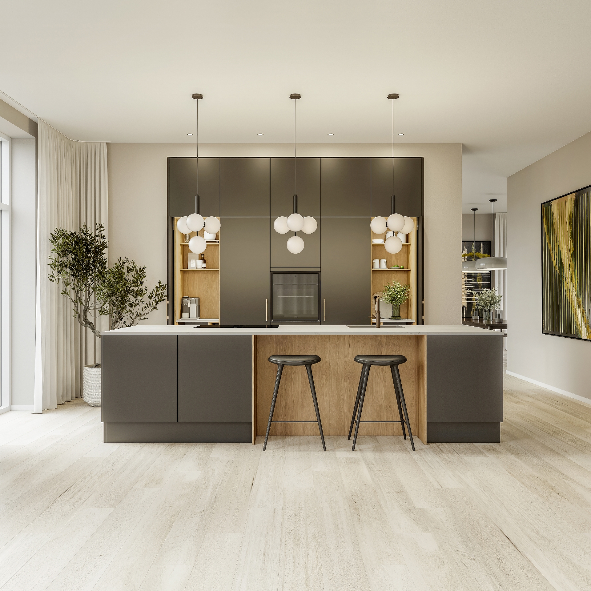 Nature by Designa køkken rustik natur eg og Color by Designa antrazit