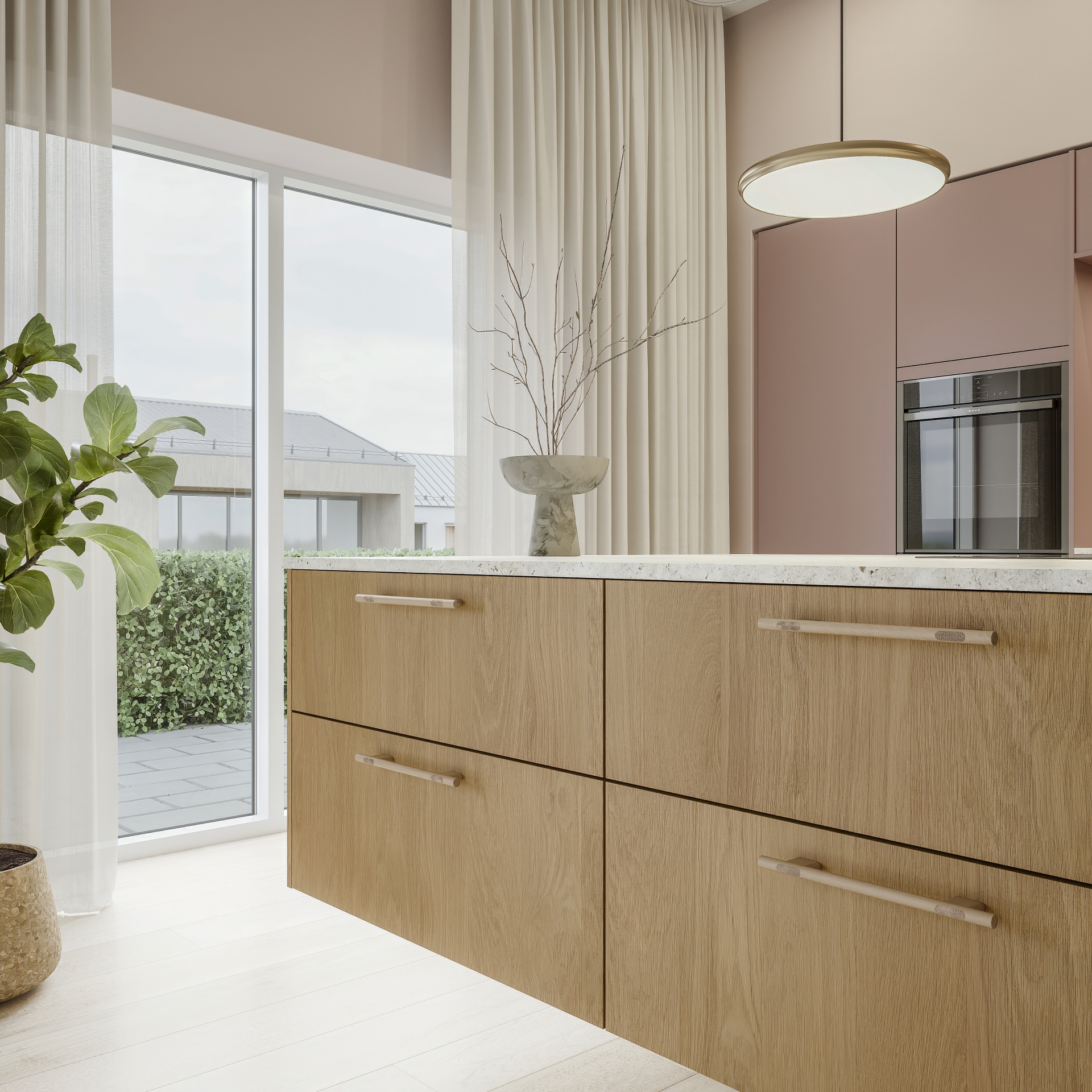 Color by Designa køkken i rosa og Nature by Designa natur eg