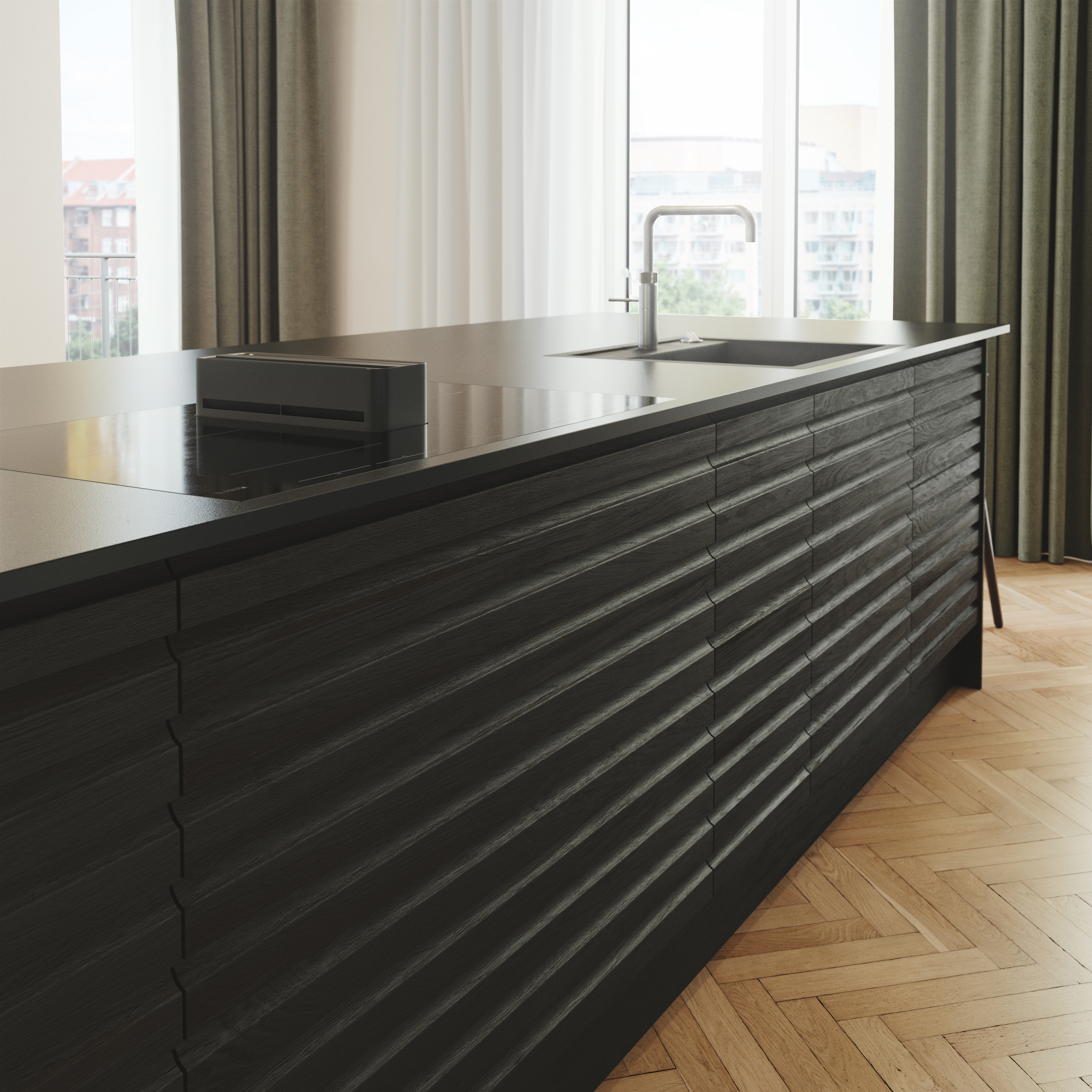 Nature by Designa køkken i rustik mørk eg lameller