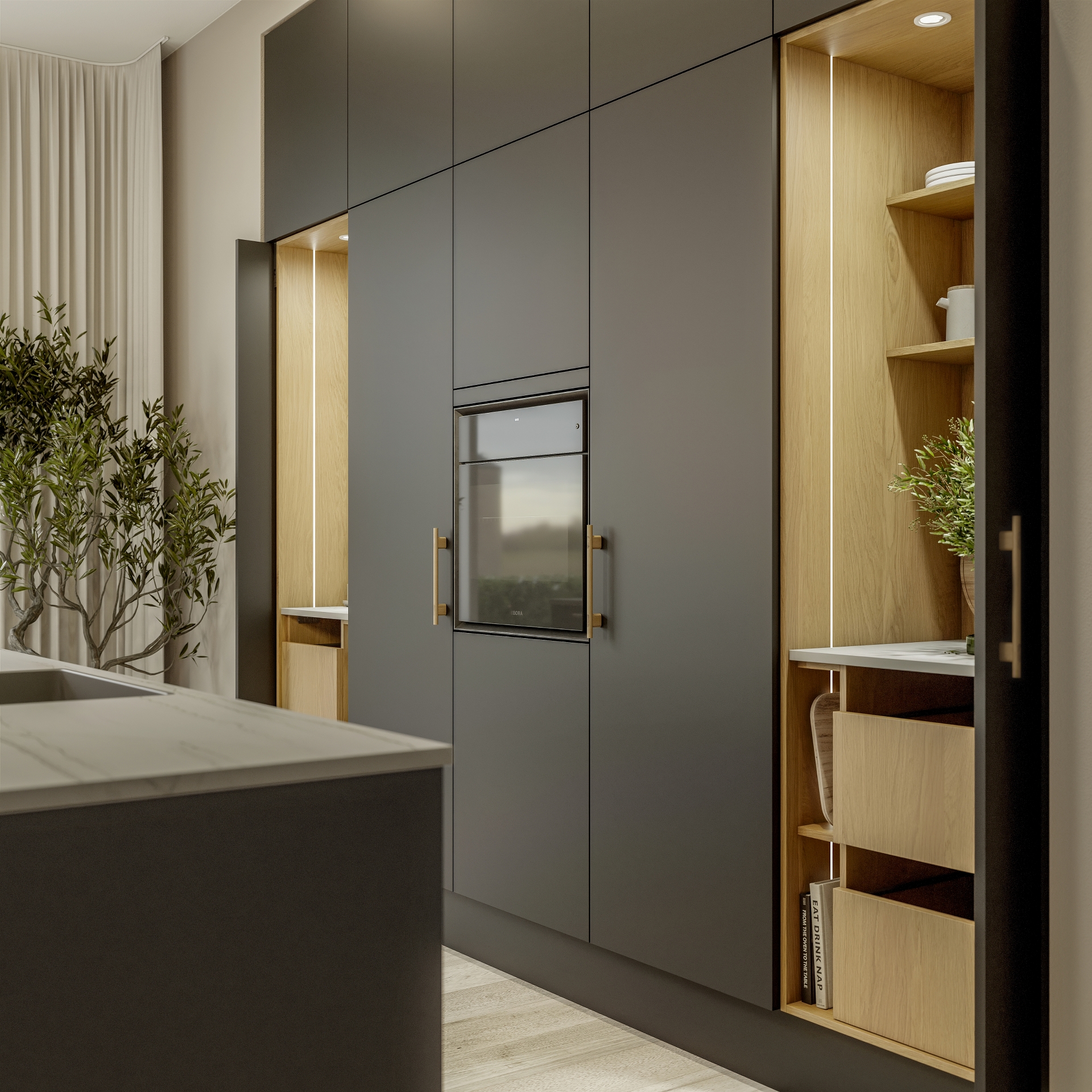 Nature by Designa køkken rustik natur eg og Color by Designa antrazit